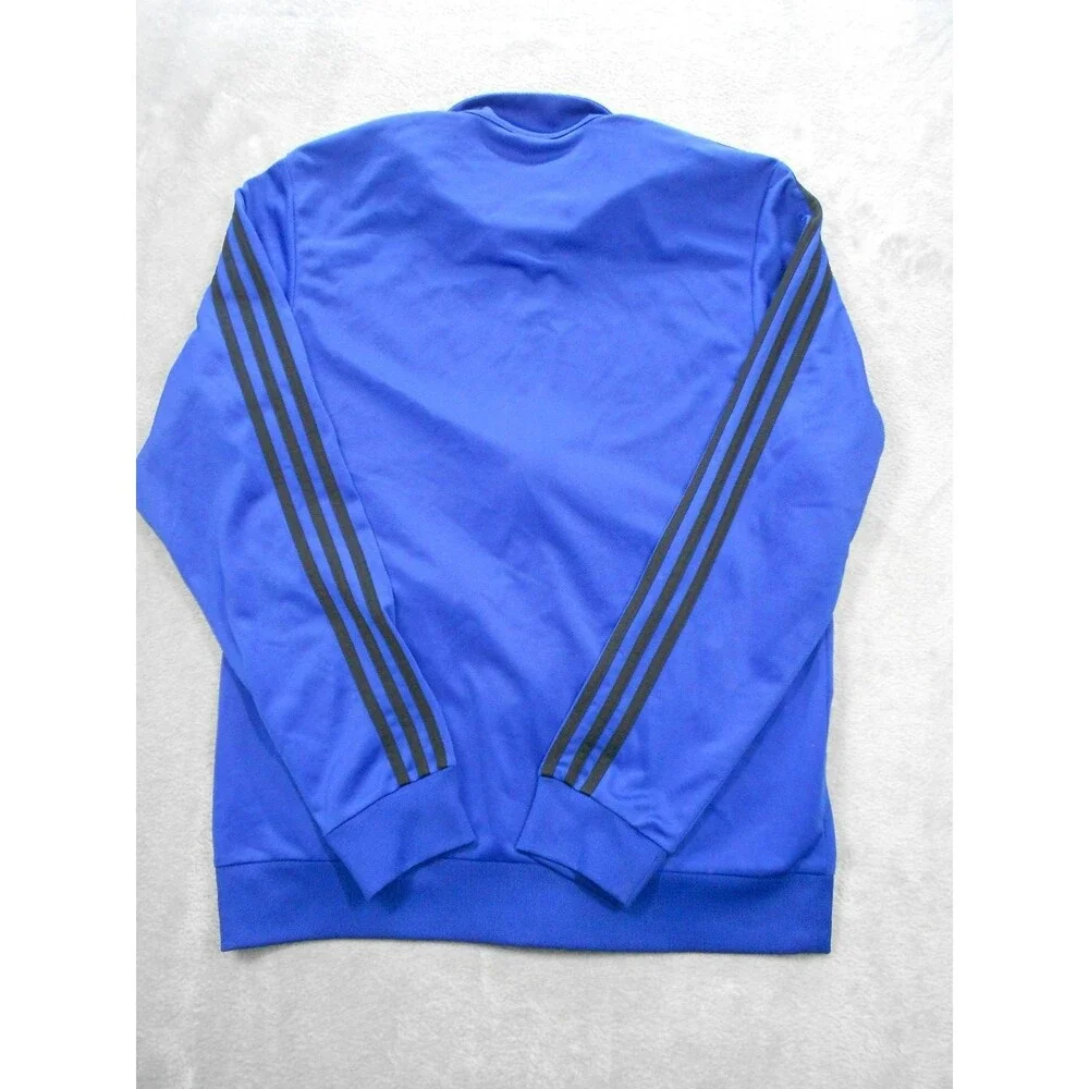 Adidas Track Jacket Mens Size Medium Blue 3-Stripes Full Zip Pockets Long Slv.